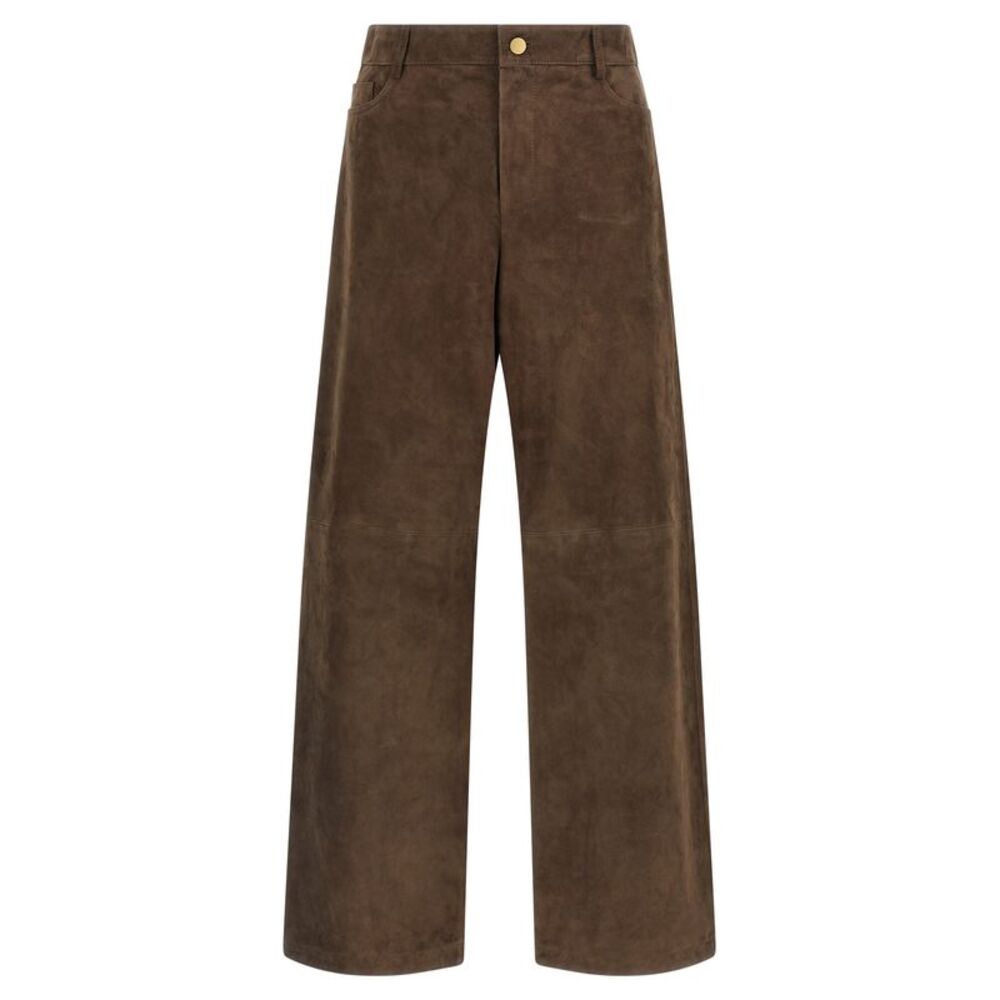 'S Max Mara Brown Lamb Leather Casual Women's Pants